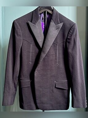 RALPH LAUREN PURPLE LABEL Greg Western PK Tuxedo Dinner Jacket 46 Black RRL POLO